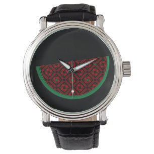 Montre Pastèque de Palestine Broderie tatreez rouge