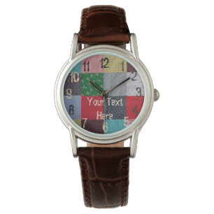 Montre patchwork carré cottagecore