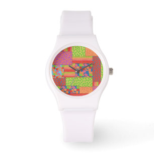 Montre Patchwork de Faux colorés de Fruits d'été Motifs