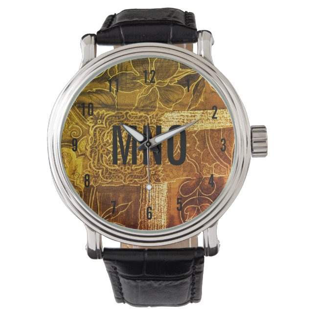 Montre Patchwork d'or monogramme personnalisé (devant)