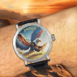 Montre Patriote classique de l'aigle à tête blanche color<br><div class="desc">Montre avec un tableau coloré d'un aigle d'atterrissage aux ailes déployées. Beau pour les amateurs d'oiseaux et surtout ceux qui aiment les USA.</div>