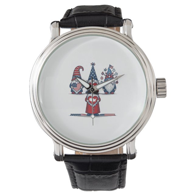Montre Patriotic Gnome Trio Vintage Vector Design_1 (devant)