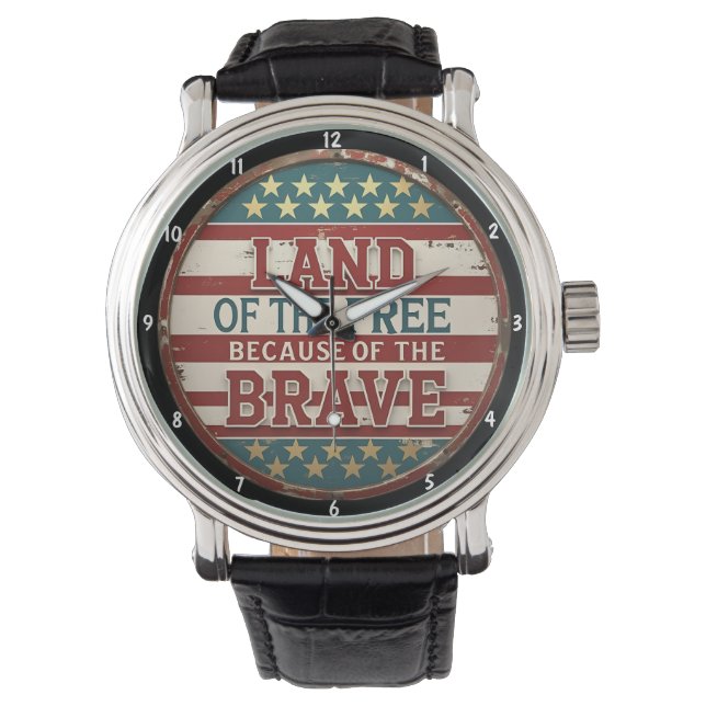 Montre Patriotic Themed Inspiring Quote American Flag  (devant)