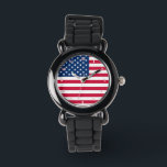 Montre Patriotique USA Flag Watch<br><div class="desc">USA Flag Watches - Etats-Unis d'Amérique - American Flag - Patriotique - Jour de l'indépendance - 4 juillet - Personnalisable - Choisissez / Ajoutez votre texte / couleur unique - Faites votre cadeau de montre spécial - Redimensionnez et déplacez ou supprimez et ajoutez des éléments / image avec l'outil de...</div>