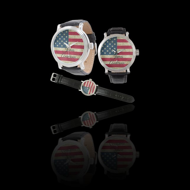 Montre Patriotique Vintage américain États-Unis Drapeau M (Créateur téléchargé)
