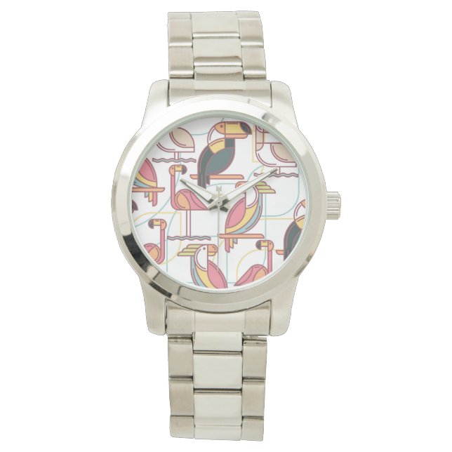 Montre Pattern moderne With Tropical Birds (devant)