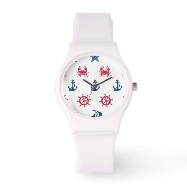 Montre Pattern rouge blanc et bleu (Recto)