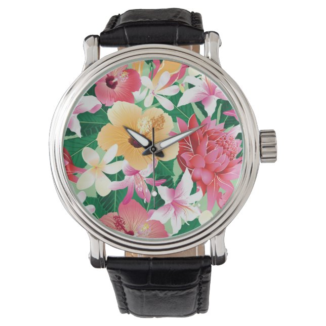 Montre Pattern tropical hibiscus (devant)