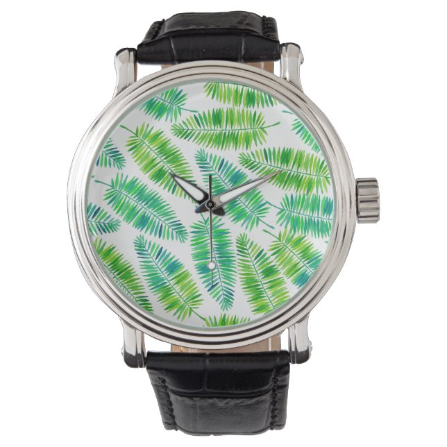 Montre Paume d'eau feuille motif (devant)