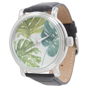 Montre Paumes tropicales mélangées des verts