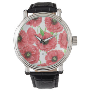 Montre Pavot aquarelle motif floral