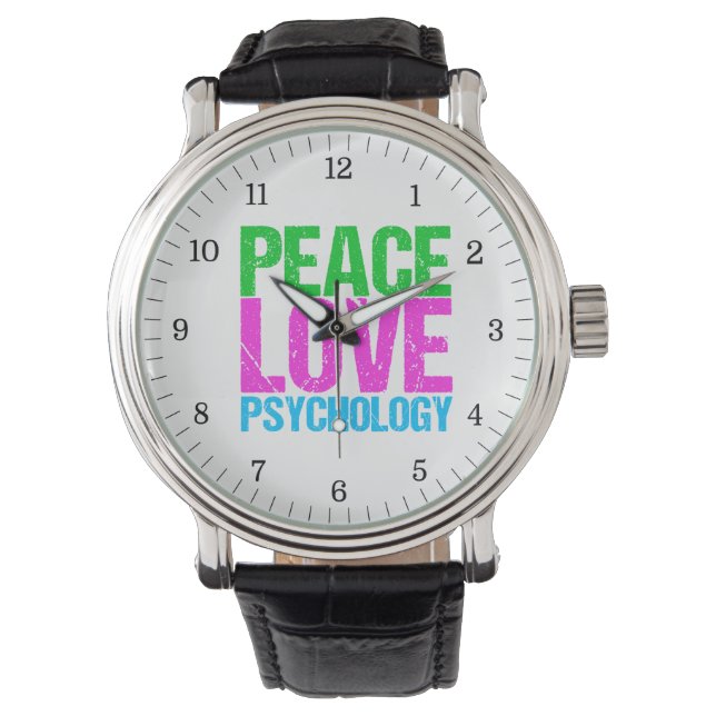Montre Peace Love Psychology mignonne (devant)