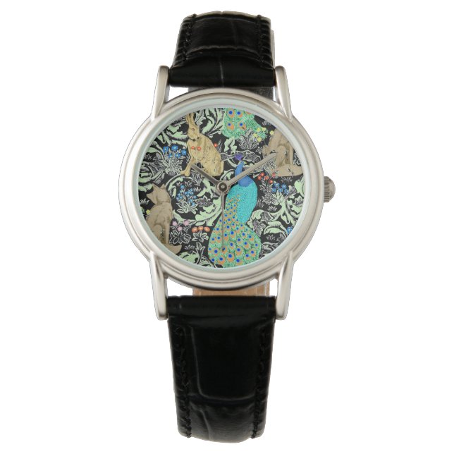 Montre Peacock Art Nouveau Impression, Turquoise & Neutra (devant)