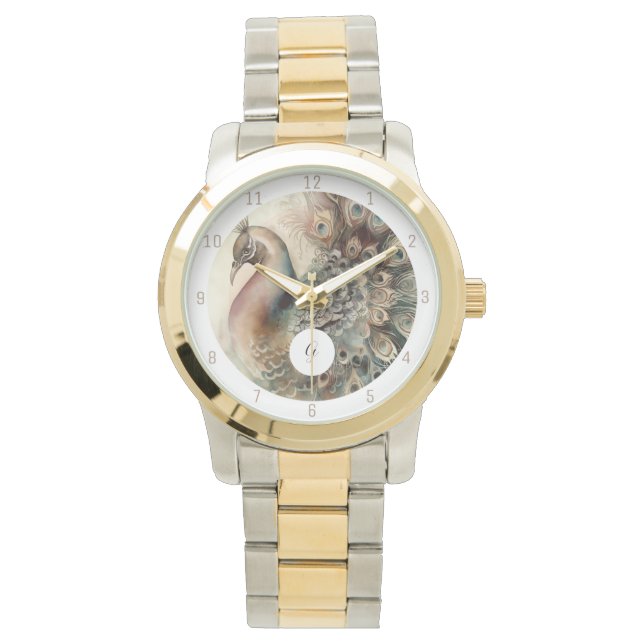 Montre Peacock Élégante | Ajouter votre initiale (devant)
