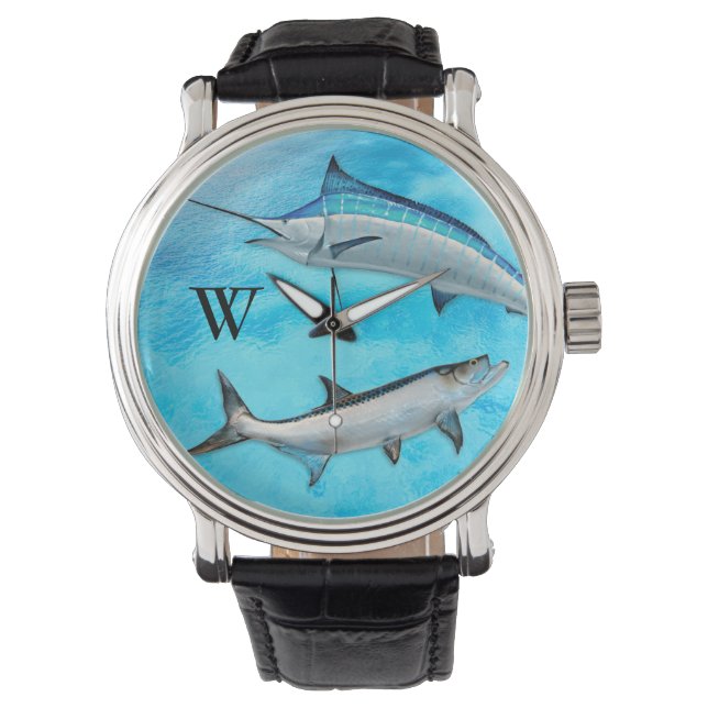 Montre Pêche Tarpon Marlin Eau Bleue Initiale (devant)