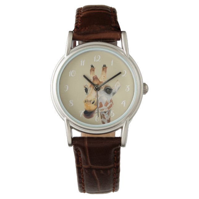 Montre Peinture à l'aquarelle "Chew" Giraffe (devant)