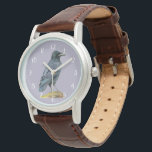 Montre Peinture à l'aquarelle du corbeau<br><div class="desc">Voici une aquarelle de corbeau. Je pense que les corbeaux ont de belles plumes - noir mais reflète la couleur violette et bleue sous la lumière du soleil. Ce corbeau est perché sur un arbre qui a la mousse qui pousse sur le dessus.</div>