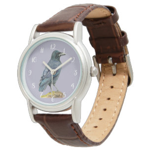 Montre Peinture à l'aquarelle du corbeau
