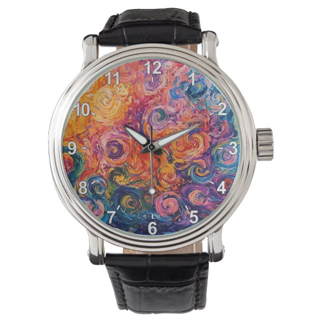 Montre Peinture à l'huile de tourbillons psychédélique (devant)