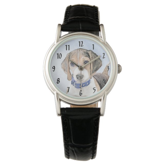 Montre Peinture beagle - Cute Original Chien Art (devant)