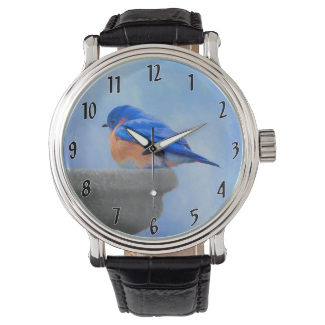 Montre Peinture Bluebird - Art original pour oiseaux (devant)
