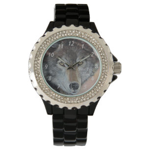Montre Peinture cool sur la faune du loup gris
