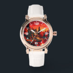 Montre Peinture coucher de soleil avec chalet et lac-6663<br><div class="desc">Peinture coucher de soleil avec chalet et lac-66633</div>