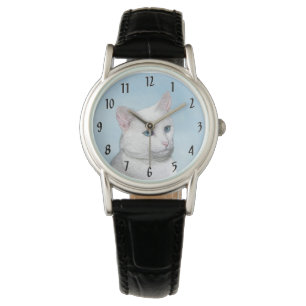 Montre Peinture de chat blanc - Cute Original Cat Art