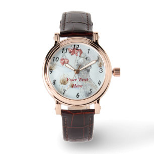 Montre peinture de faune mignonne d'hiver de scène de
