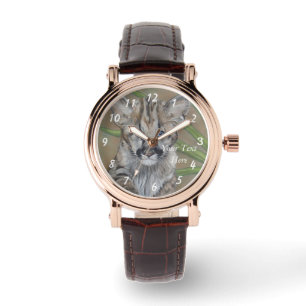 Montre peinture de la faune du grand chat cougar kitten