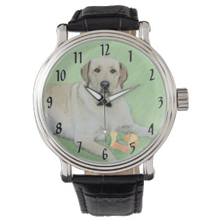 Montre Peinture de Labrador Retriever jaune et balles de