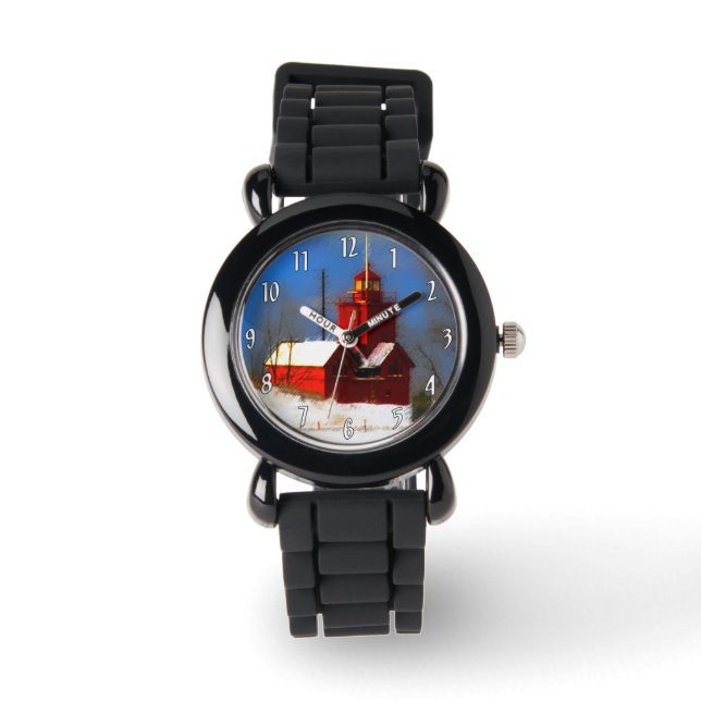 Montre Peinture de phare rouge - Art original (Recto)