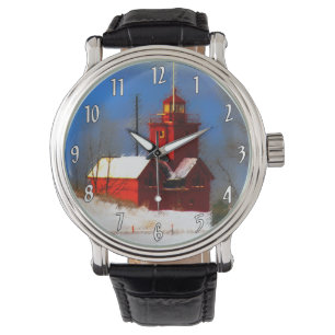 Montre Peinture de phare rouge - Art original