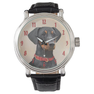 Montre Peinture de Pinscher Allemand Art Animal Original