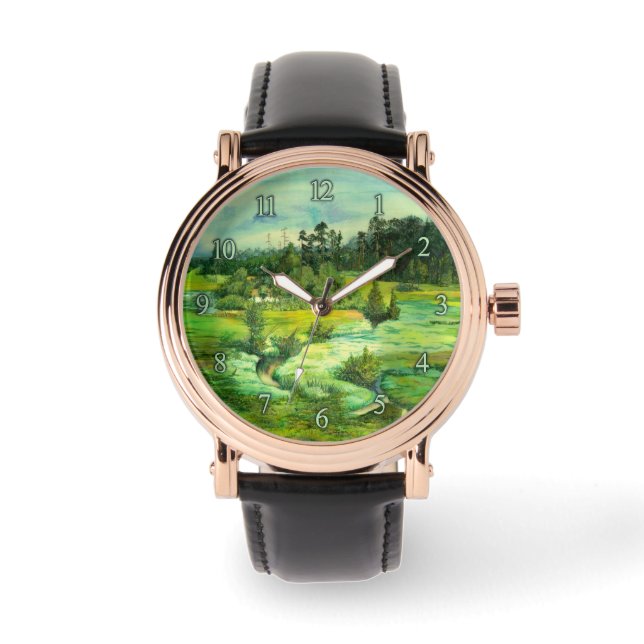 Montre peinture de vallée verte Aquarelle (Recto)