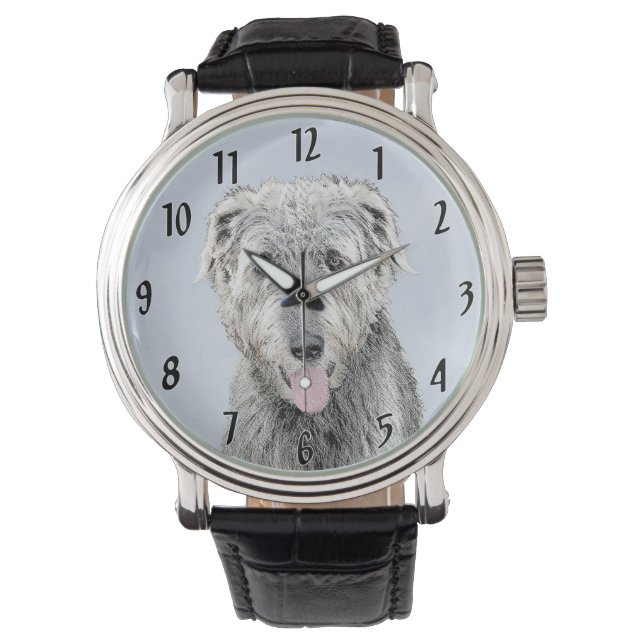 Montre Peinture de Wolfhound irlandais - Joli art origina (devant)