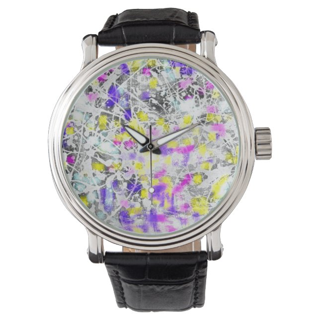 Montre peinture éclaboussure et goutte à goutte (devant)
