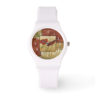 Montre Peinture florale avec les courses évidentes de