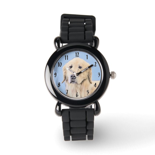 Montre Peinture Golden Retriever - Joli art original chie (Recto)