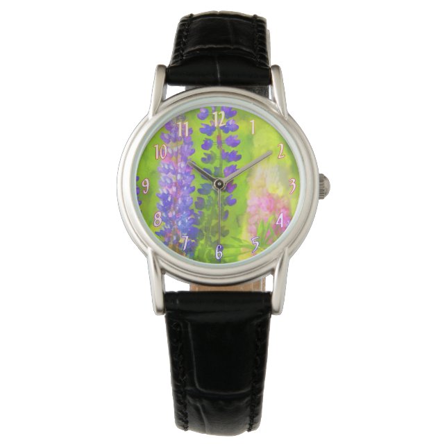 Montre Peinture Lupine - Art Fleur Original (devant)