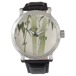 Montre Peinture orientale de style, branches 2 de bambou