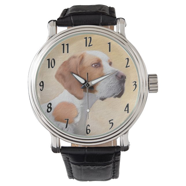 Montre Peinture Pointer - Joli Art Original de Chien (devant)