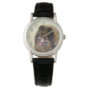Montre Peinture Poméranienne Noir et Tan Art Chien origin