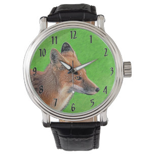 Montre Peinture Red Fox - Art original de la faune
