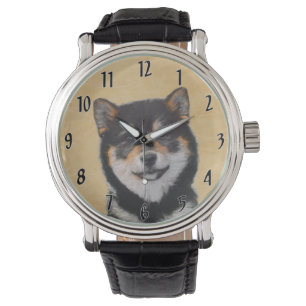 Montre Peinture Shiba Inu (Noir et Feu) - Art Canin