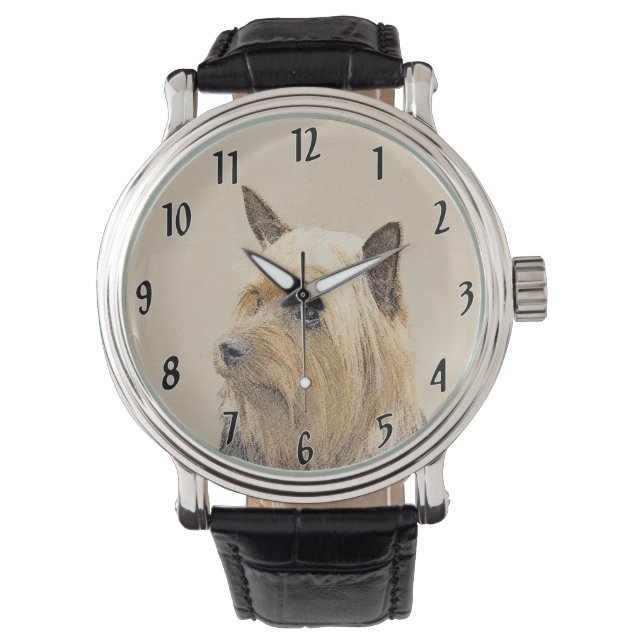 Montre Peinture Silky Terrier - Cute Original Chien Art (devant)