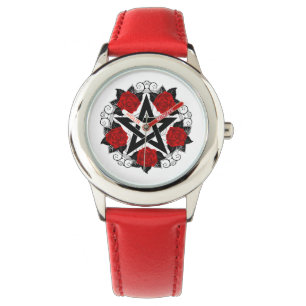 Montre Pentagramme aux roses rouges