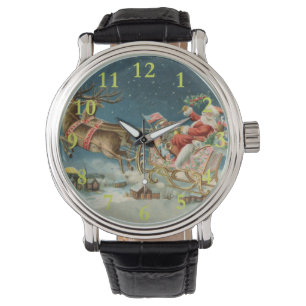 Montre Père Noël Antique Sleigh Reindeer