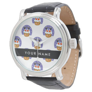 Montre Père Noël dans cheminée, neige, Noël, Nouvel An