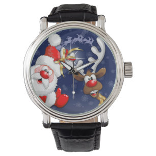 Montre Père Noël et Reindeer Joyeux Noël Joyeux dessin an
